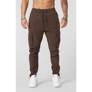 YOUNGLA 218 Brown Travel Cargo Joggers Men's Size Medium Elastic Waist
